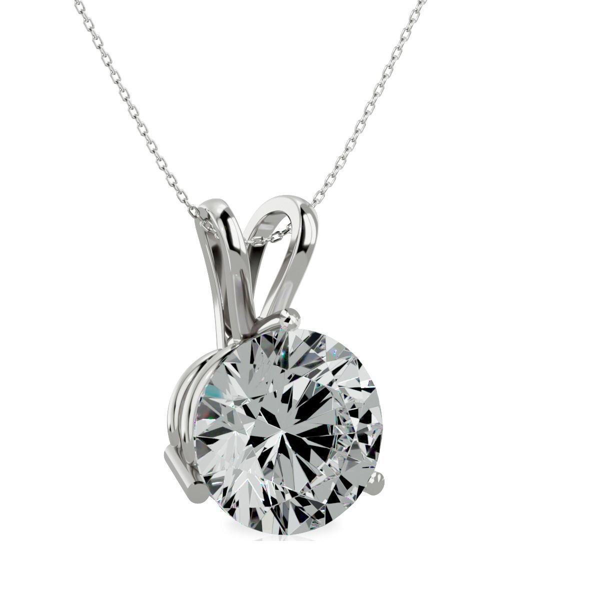 Pendant-140114 round brilliant cut diamond pendant in rose gold 3D print model_1