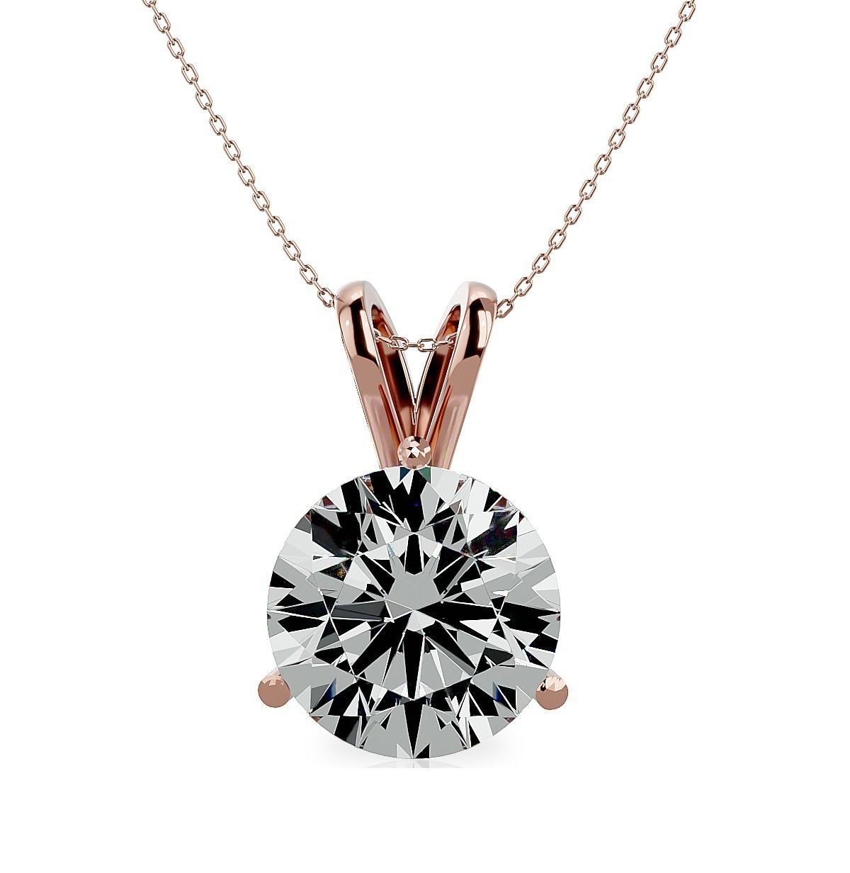 Pendant-140114 round brilliant cut diamond pendant in rose gold 3D print model_4