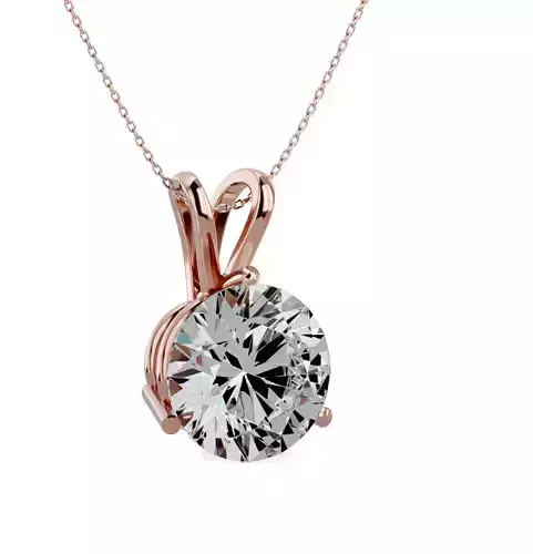 Pendant-140114 round brilliant cut diamond pendant in rose gold