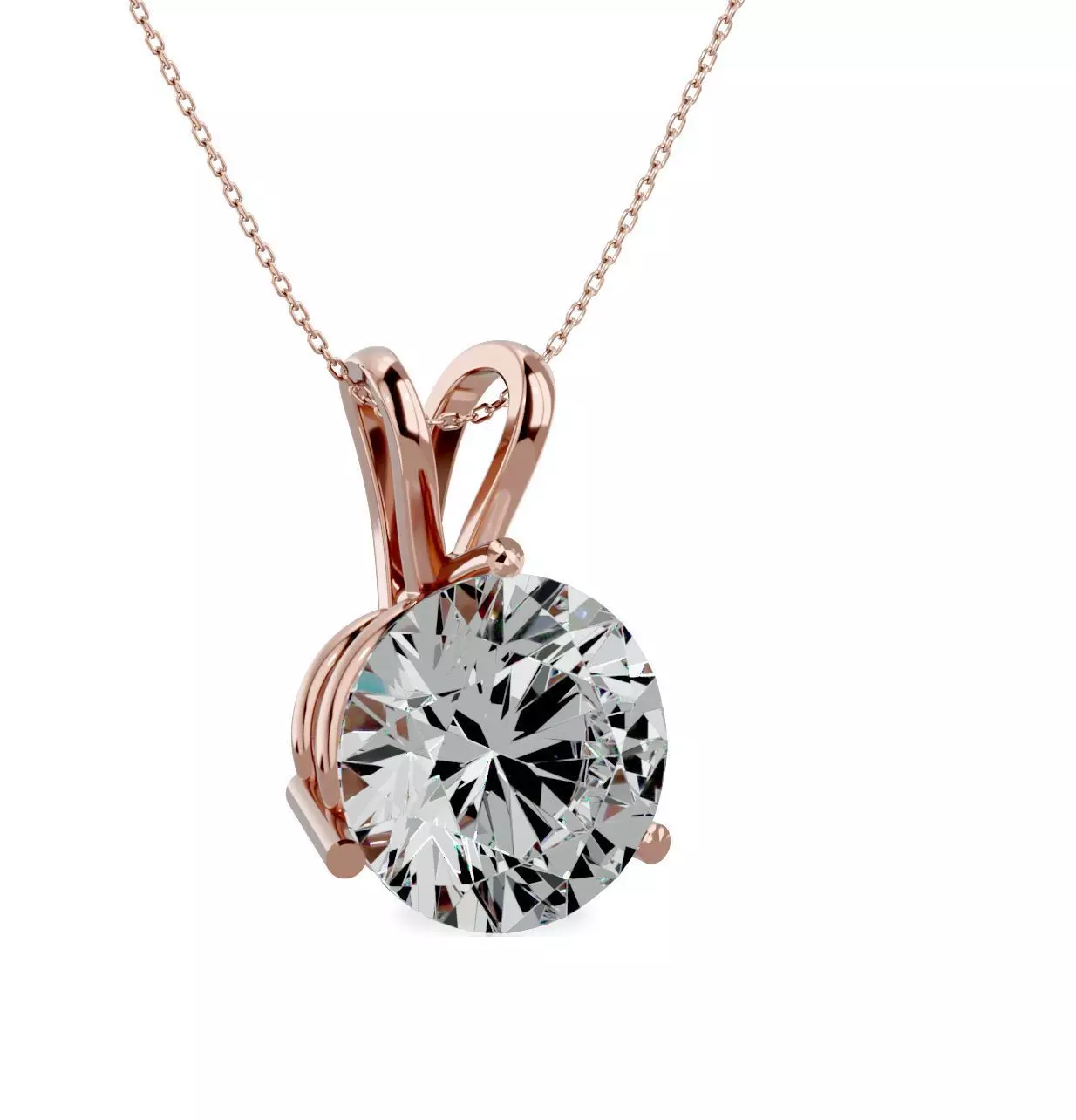 Pendant-140114 round brilliant cut diamond pendant in rose gold 3D print model_0