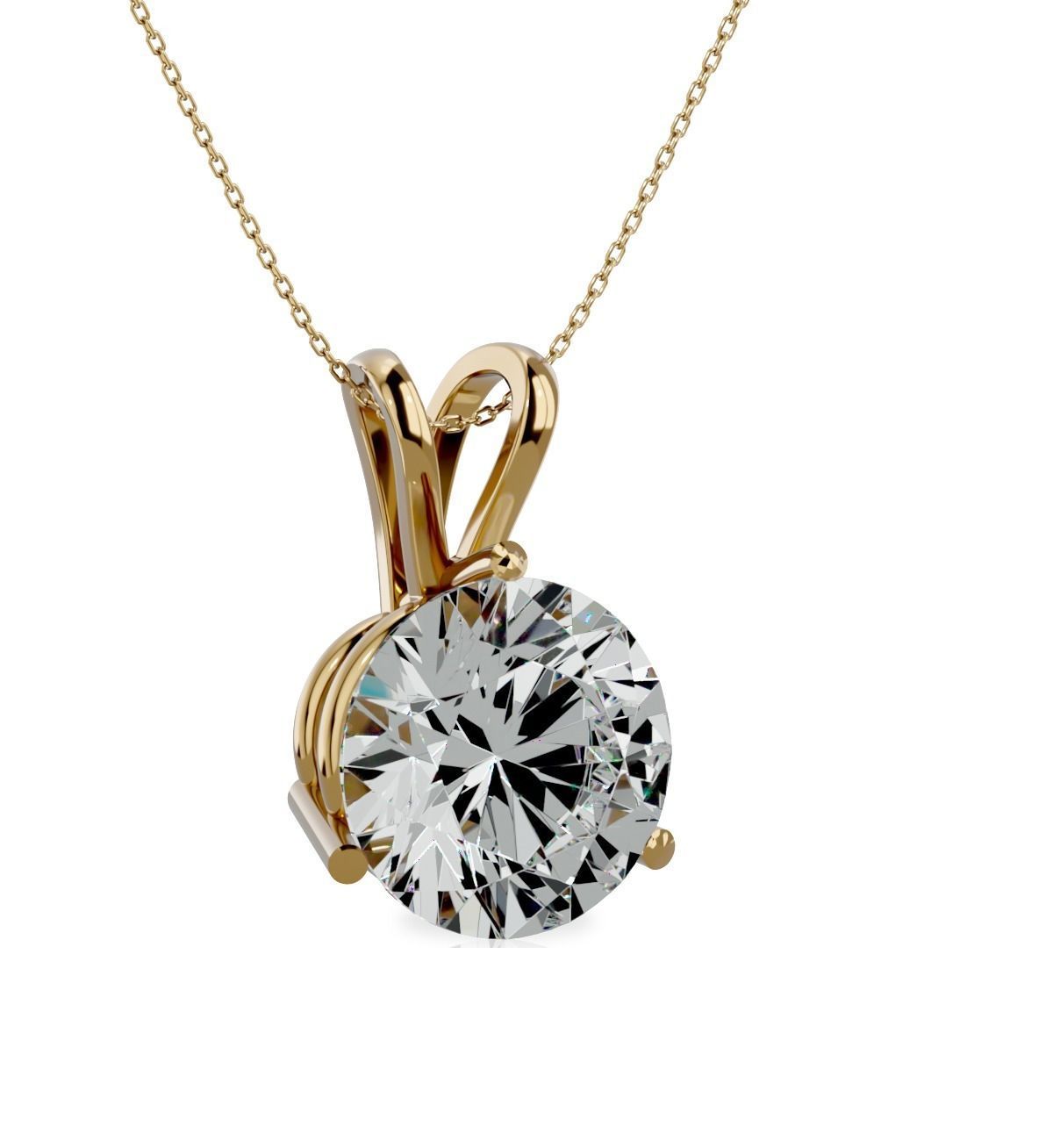 Pendant-140114 round brilliant cut diamond pendant in rose gold 3D print model_8