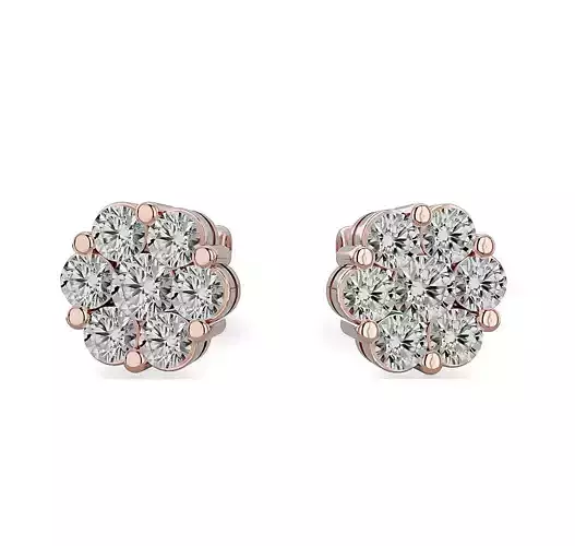 Earrings-139723 rose gold stud earring with diamonds 3D print model