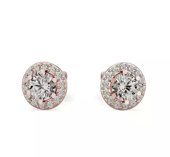 Earrings-137411 rose gold stud earring with cubic zirconia 3D print model