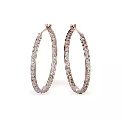 Earrings-128799 rose gold hoop earrings with diamonds 3D print model