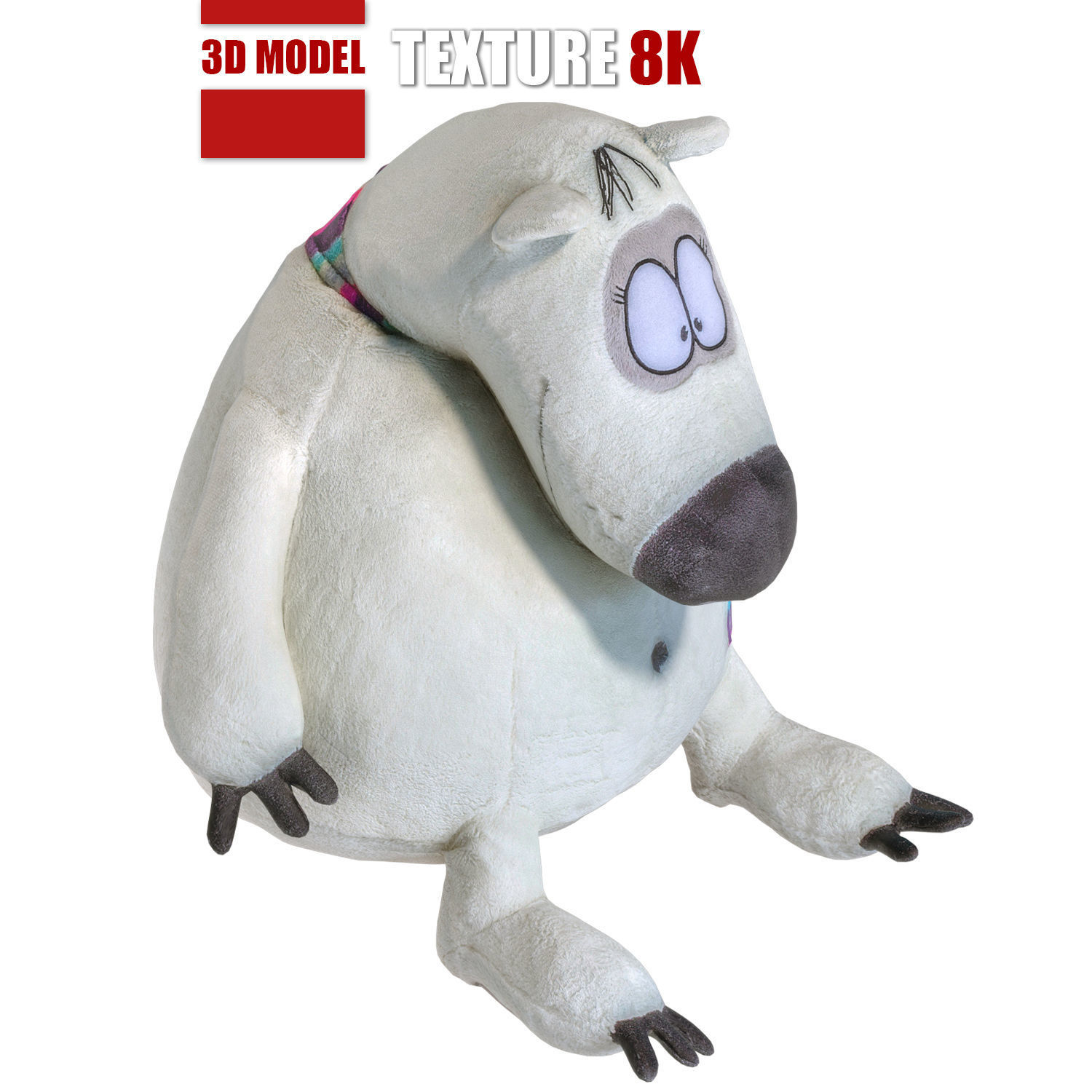 Toy polar bear 129 Low-poly 3D model_4