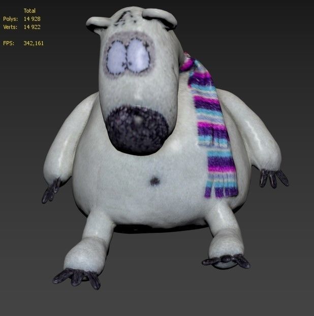 Toy polar bear 129 Low-poly 3D model_6