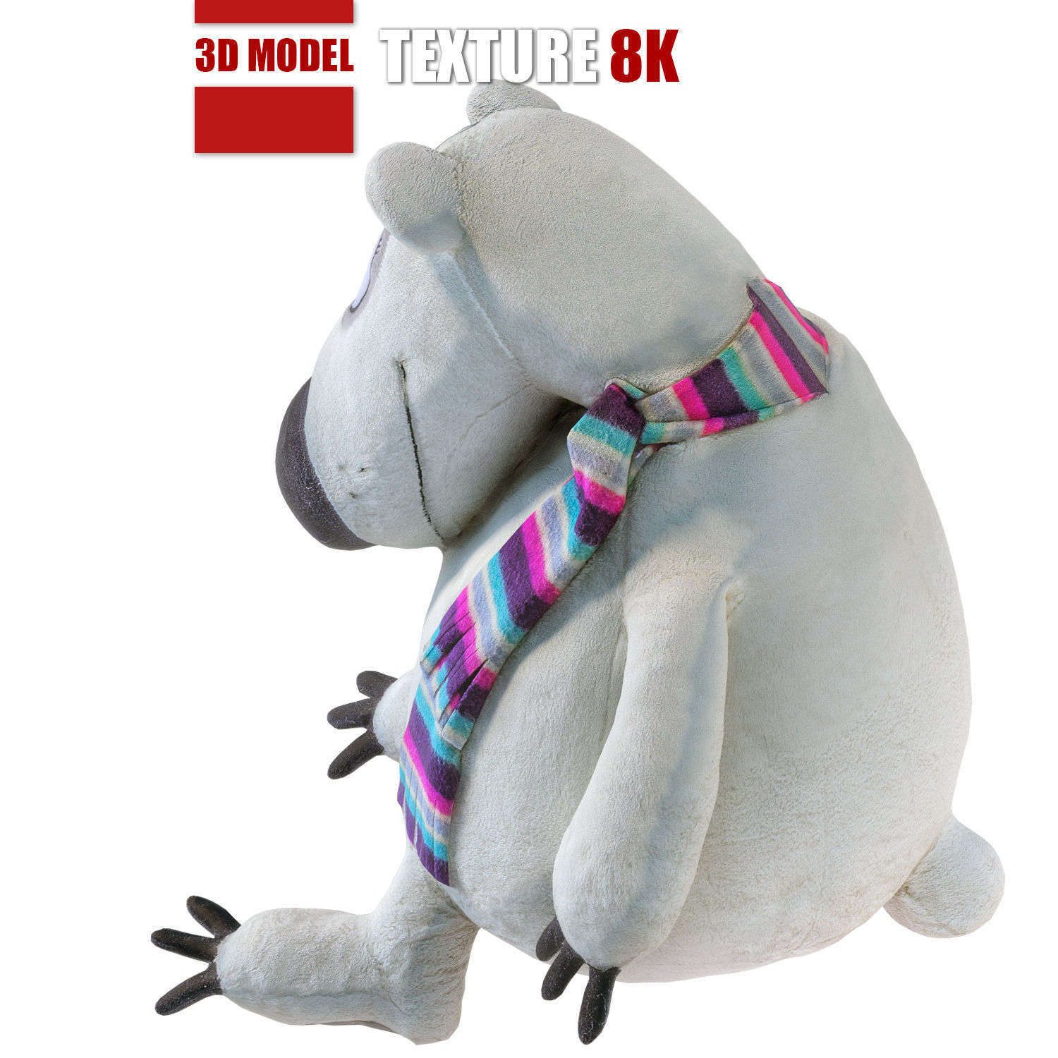 Toy polar bear 129 Low-poly 3D model_2