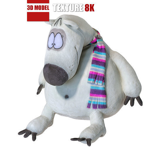 Toy polar bear 129 Low-poly 3D model