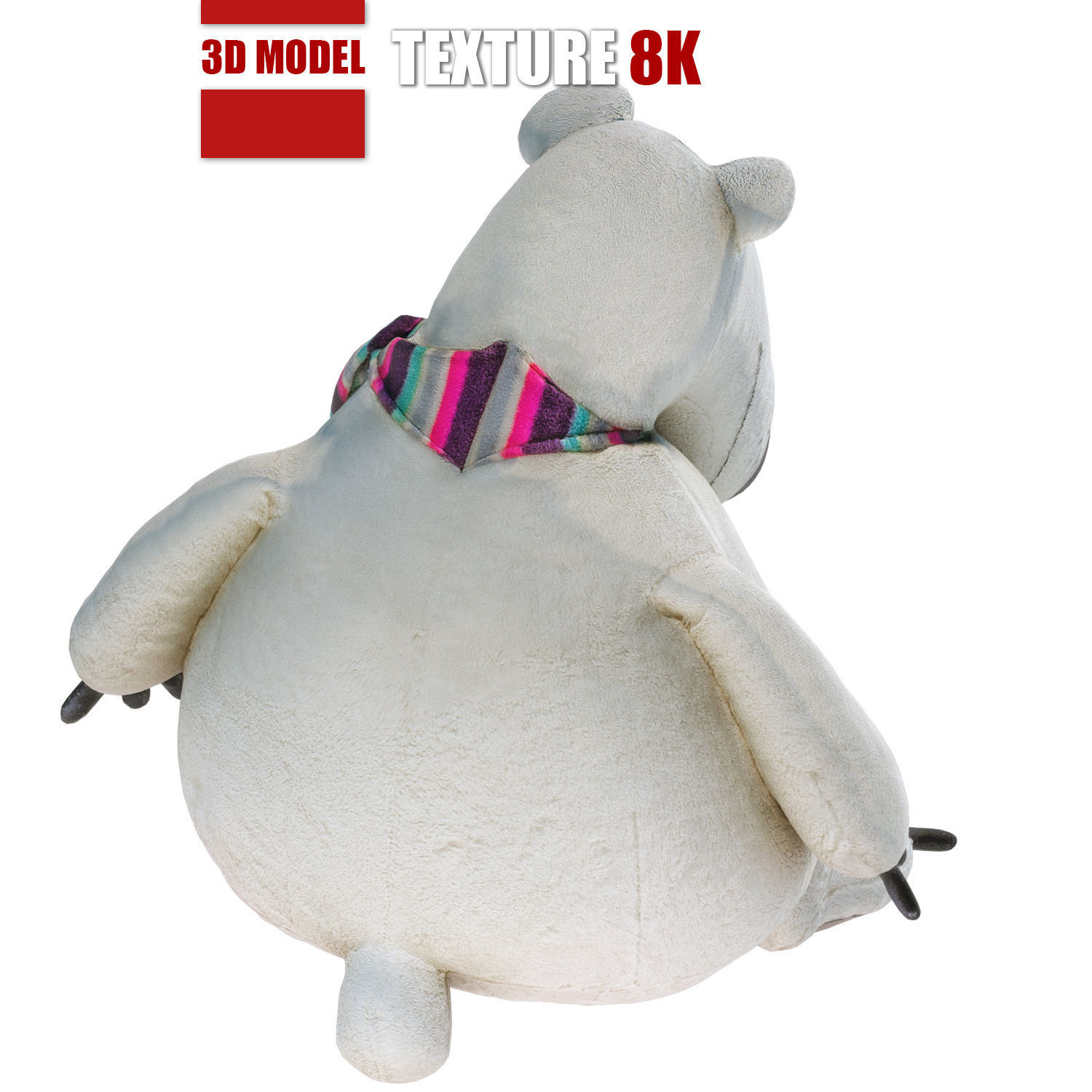 Toy polar bear 129 Low-poly 3D model_5