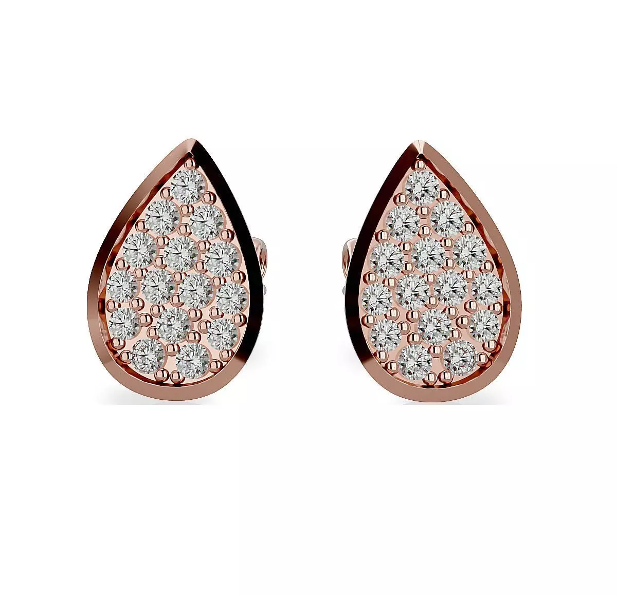 Earrings-102410 rose gold plated tear shaped stud earring wit... 3D print model