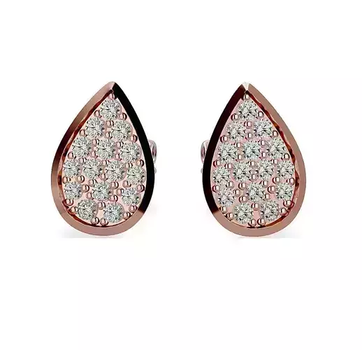 Earrings-102410 rose gold plated tear shaped stud earring wit... 3D print model