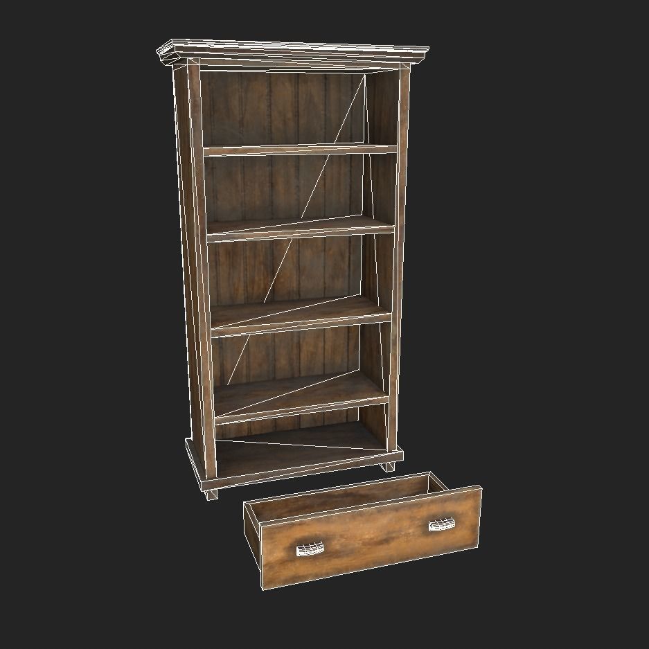 Old Shelf Low-poly 3D model_4