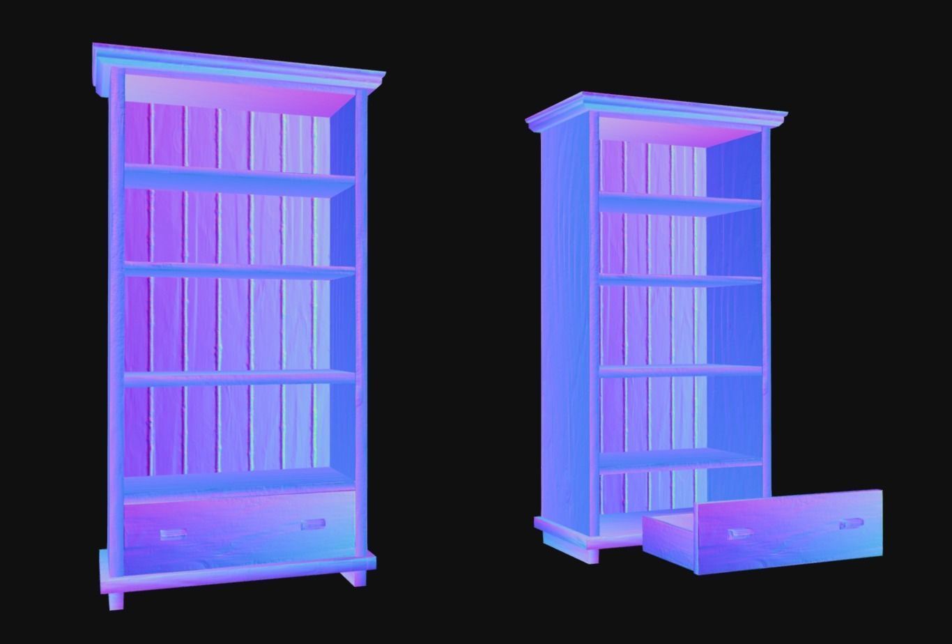 Old Shelf Low-poly 3D model_8