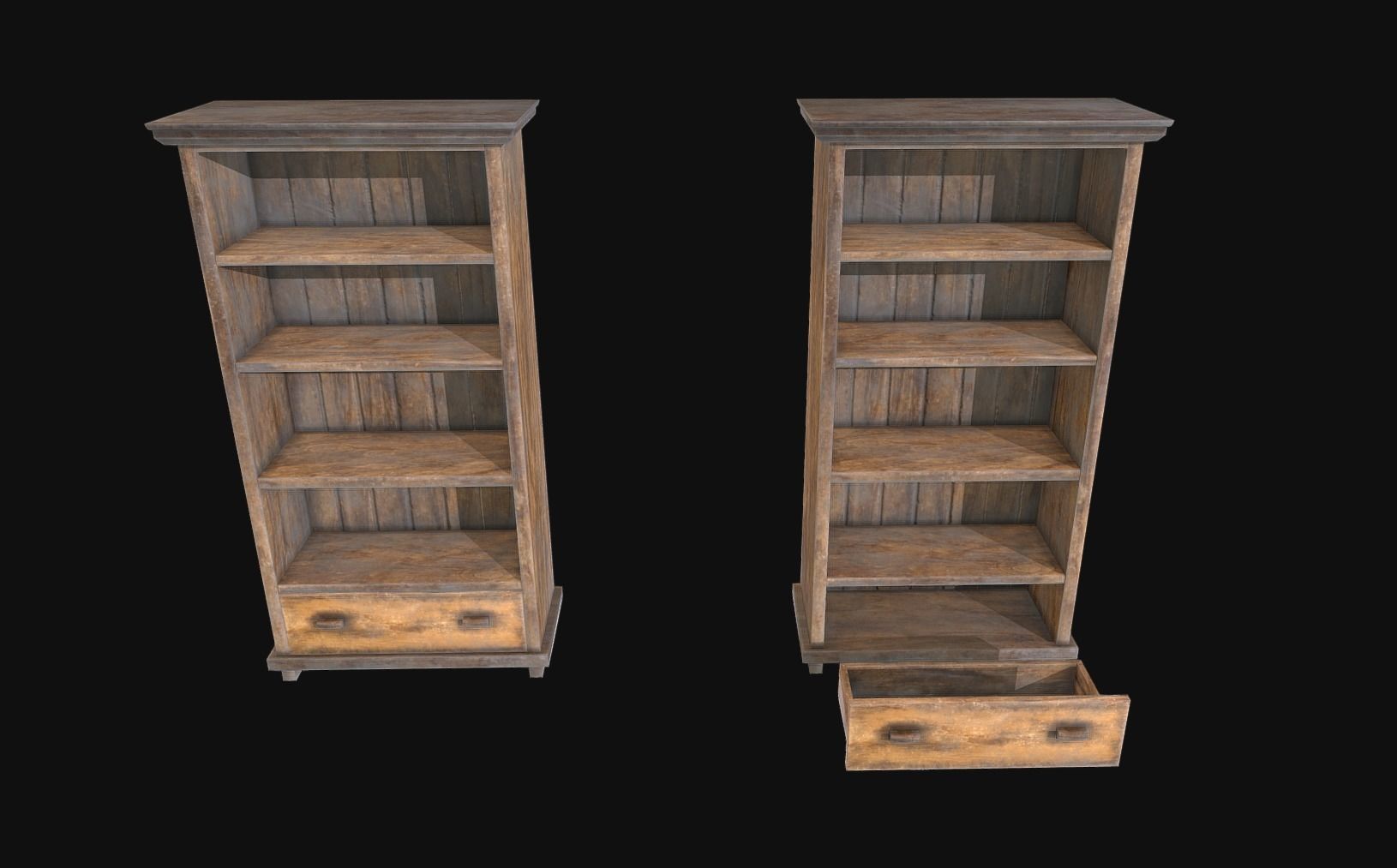 Old Shelf Low-poly 3D model_2