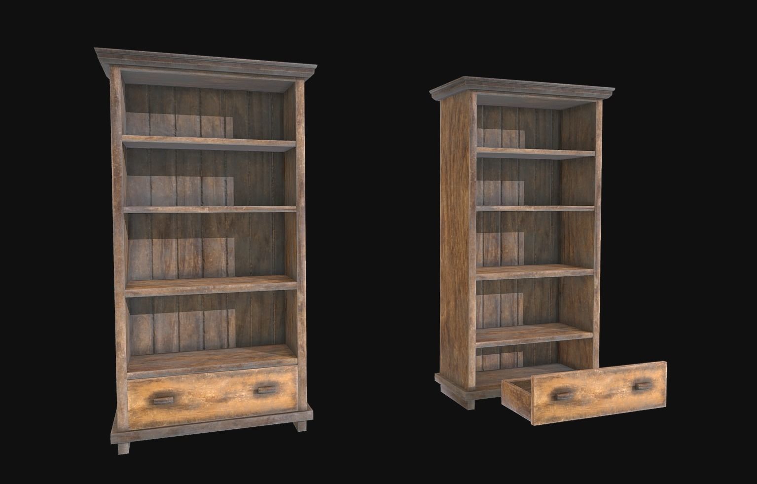 Old Shelf Low-poly 3D model_1