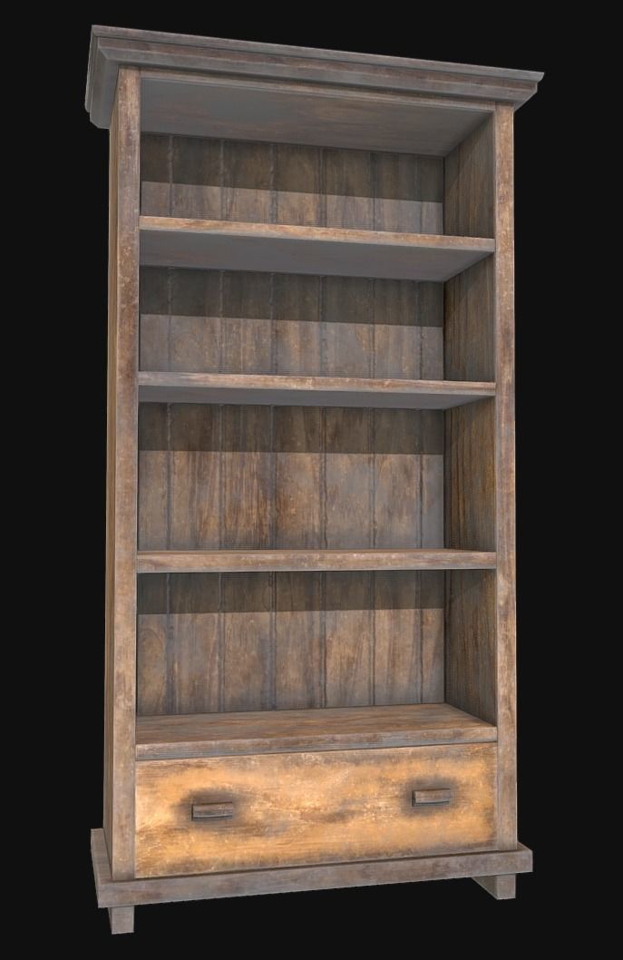 Old Shelf Low-poly 3D model_6