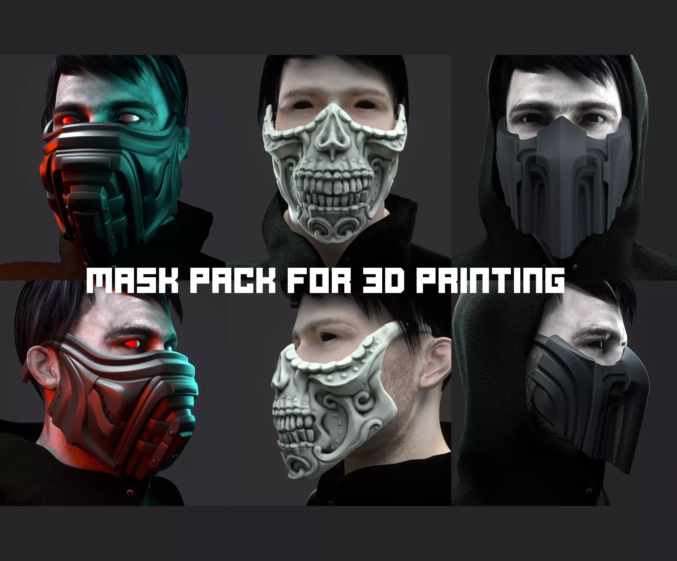 3 type of Mask cover masks bundle 3D print model_0
