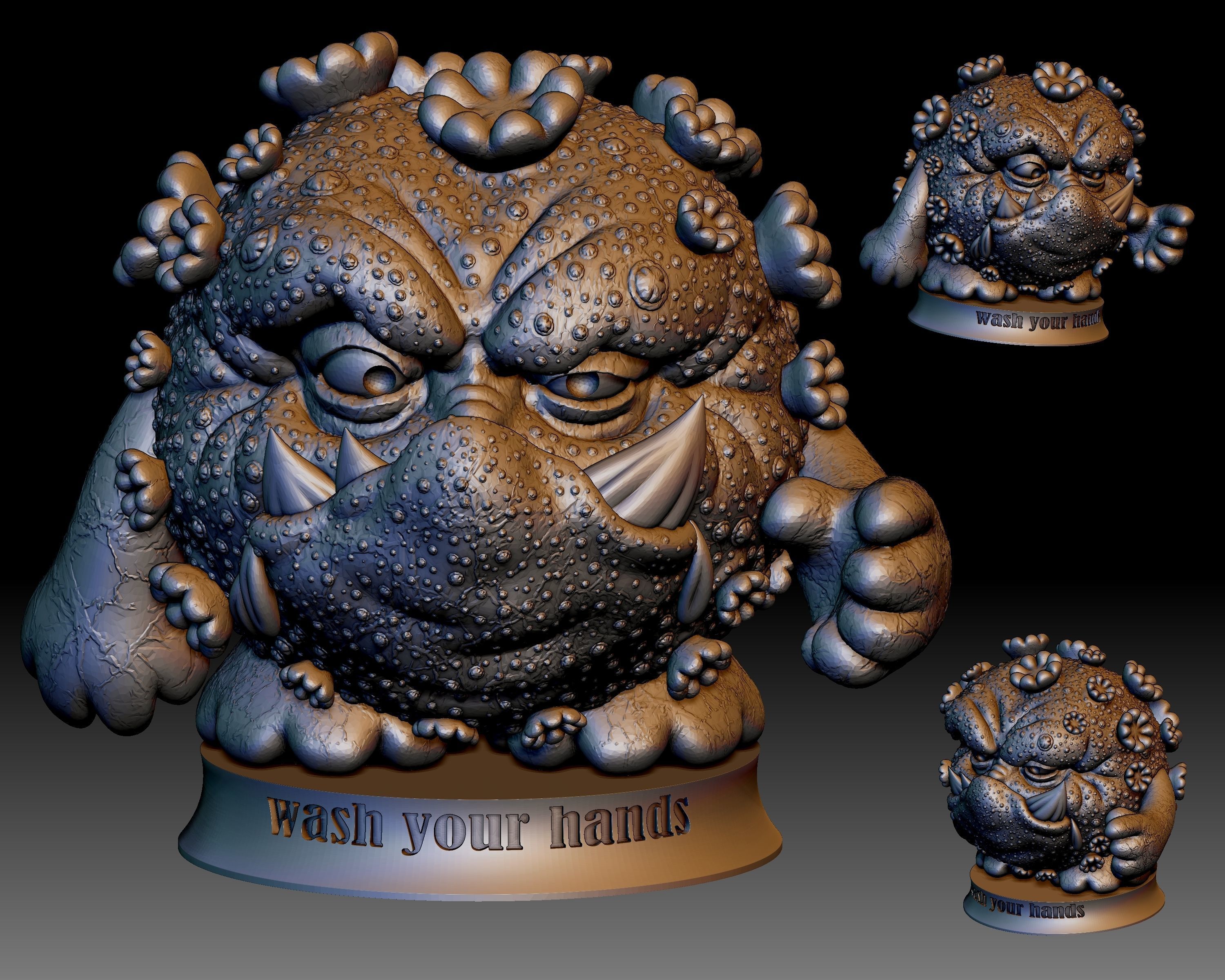 Covid Coronavirus Monster 3D printable 3D print model_4
