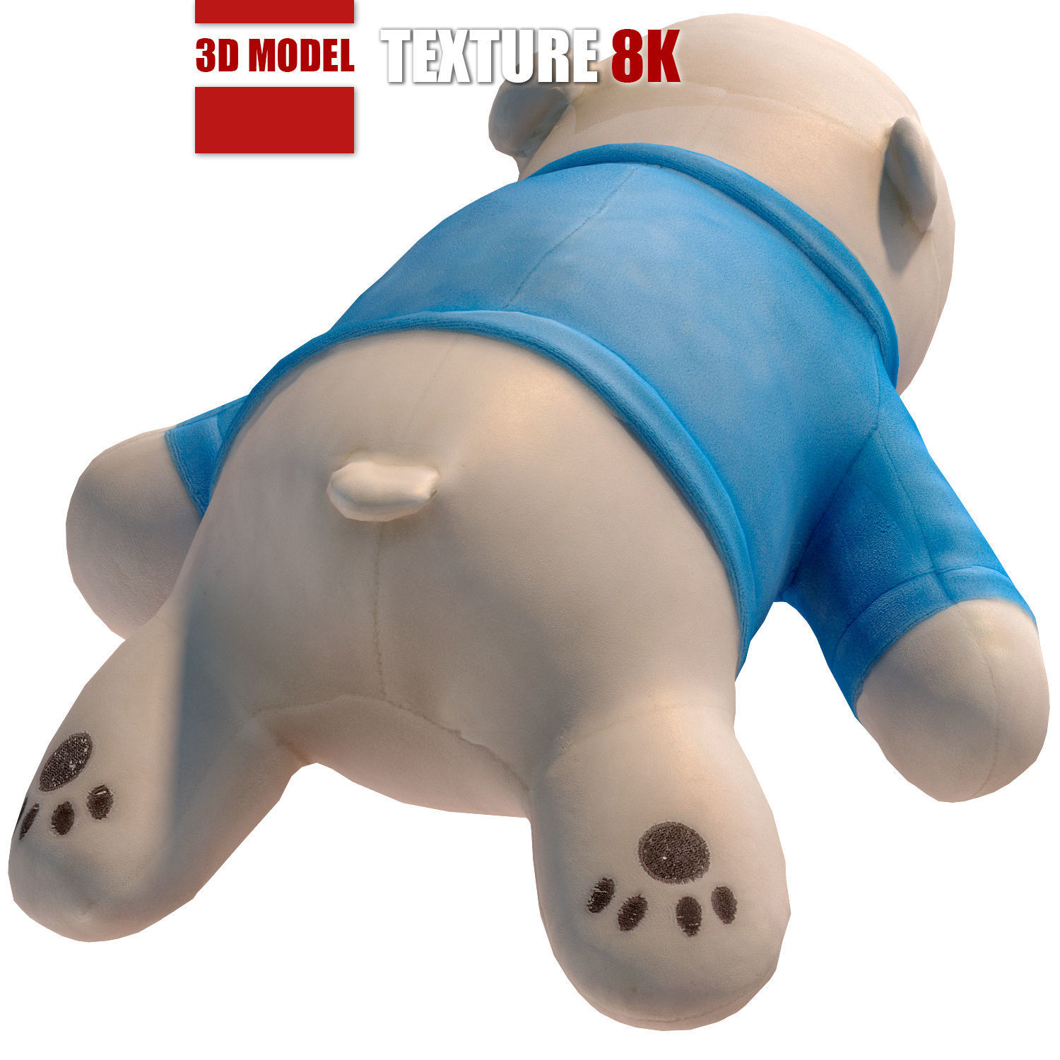 Toy polar bear 131 Low-poly 3D model_4