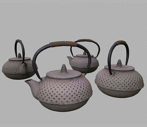 Traditional Japanese teapot lowpoly model Low-poly 3D model