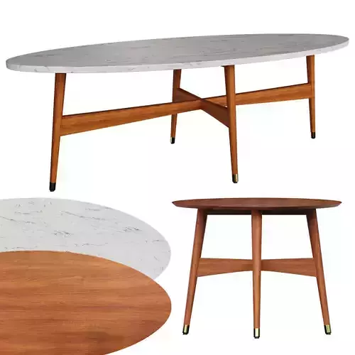Reeve Mid-Century Oval Coffee Table West Elm 3D model
