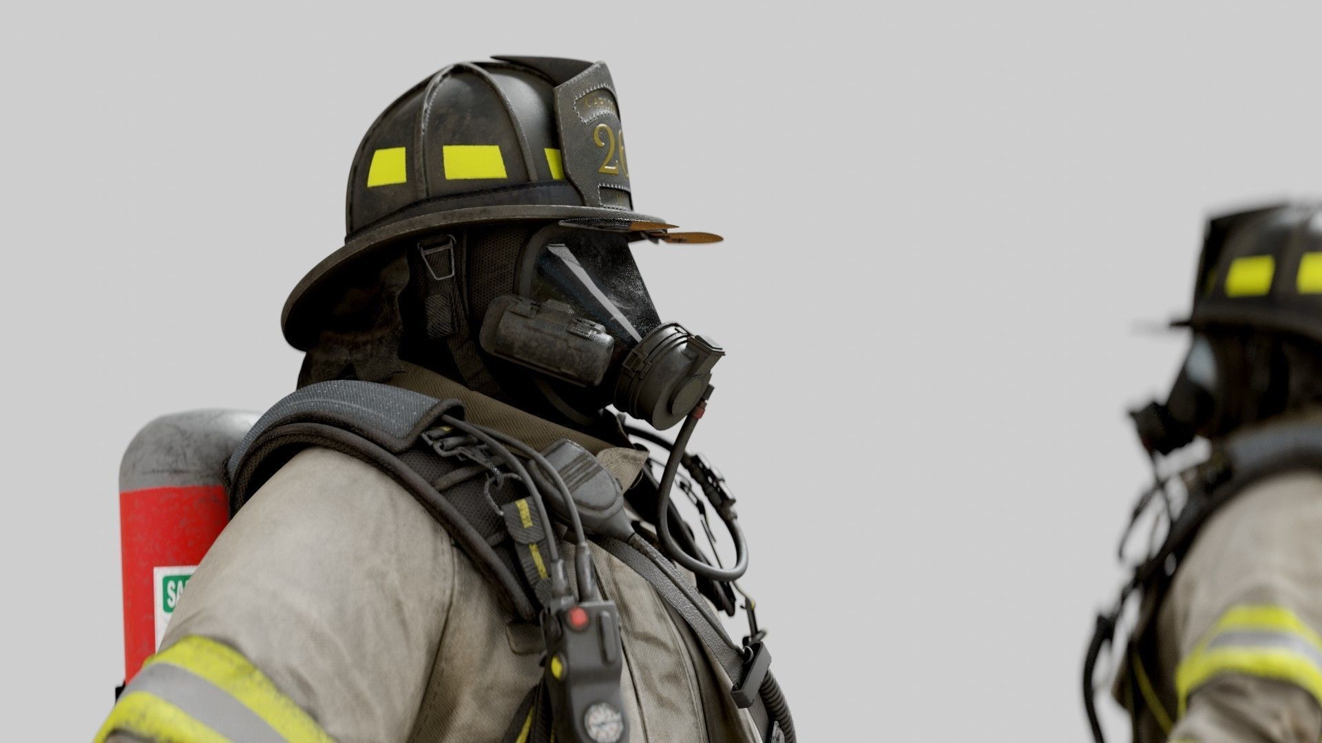 FIREFIGHTER Modern USA RIGGED 3D model_7