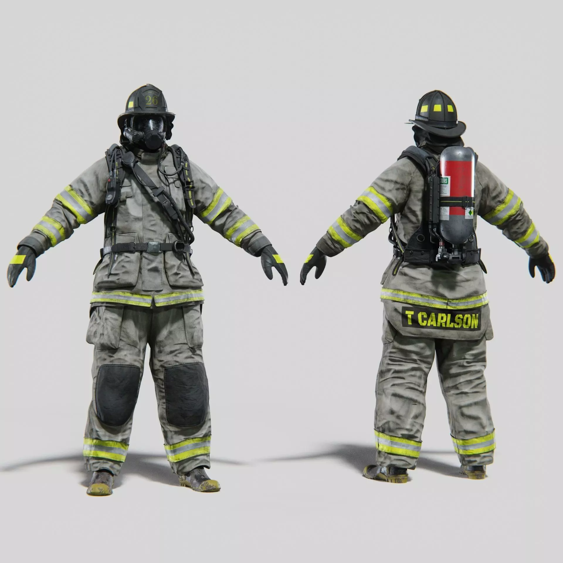 FIREFIGHTER Modern USA RIGGED 3D model_0