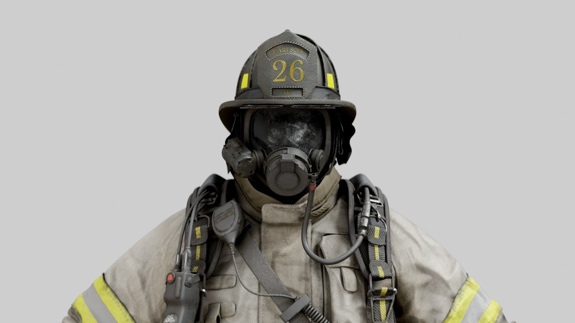 FIREFIGHTER Modern USA RIGGED 3D model_11
