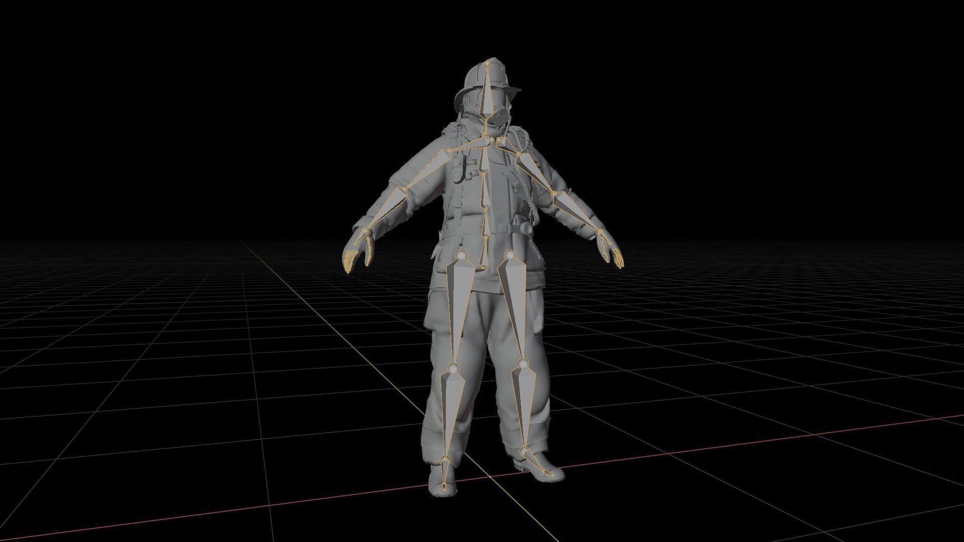 FIREFIGHTER Modern USA RIGGED 3D model_5