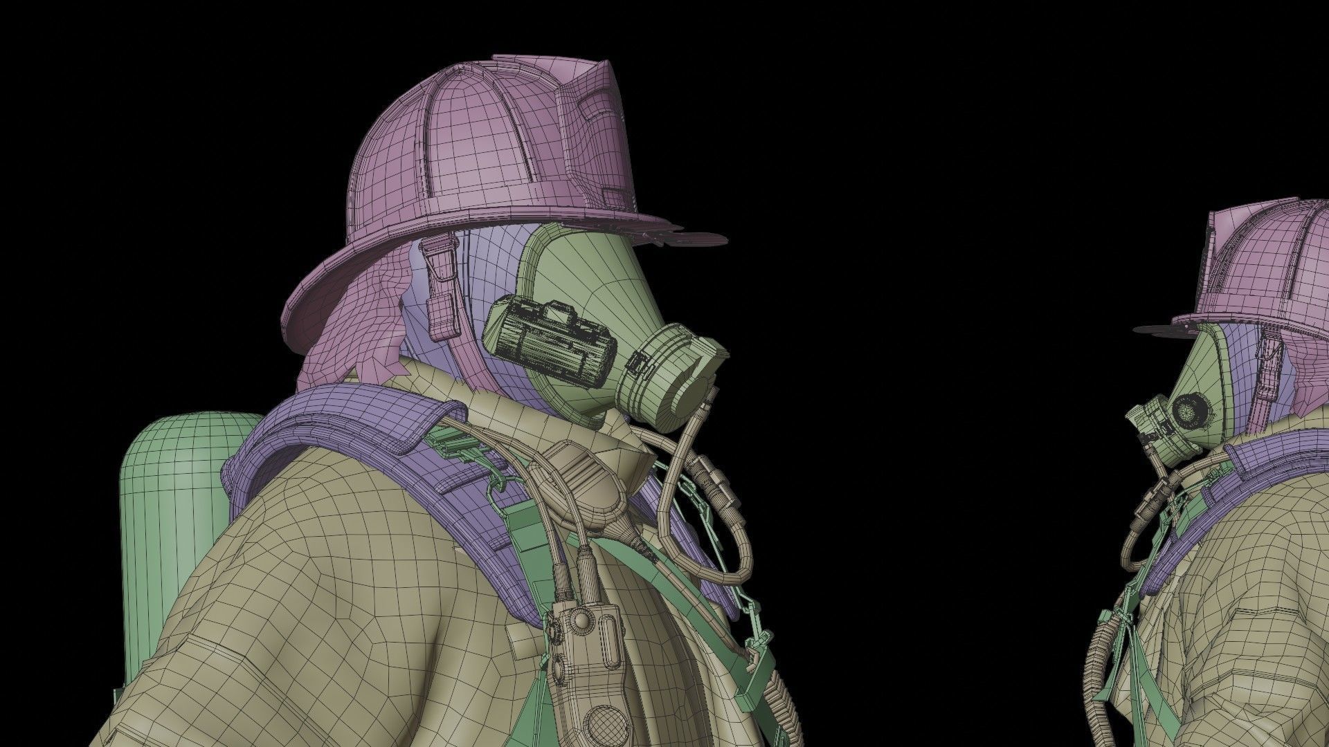 FIREFIGHTER Modern USA RIGGED 3D model_18