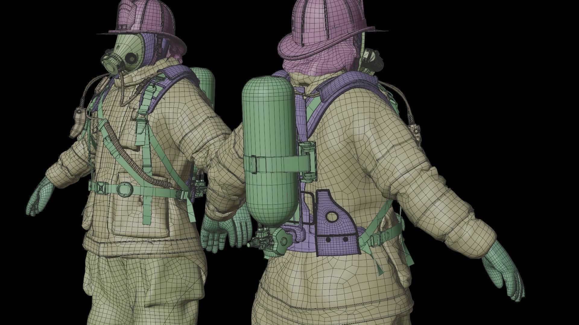 FIREFIGHTER Modern USA RIGGED 3D model_21