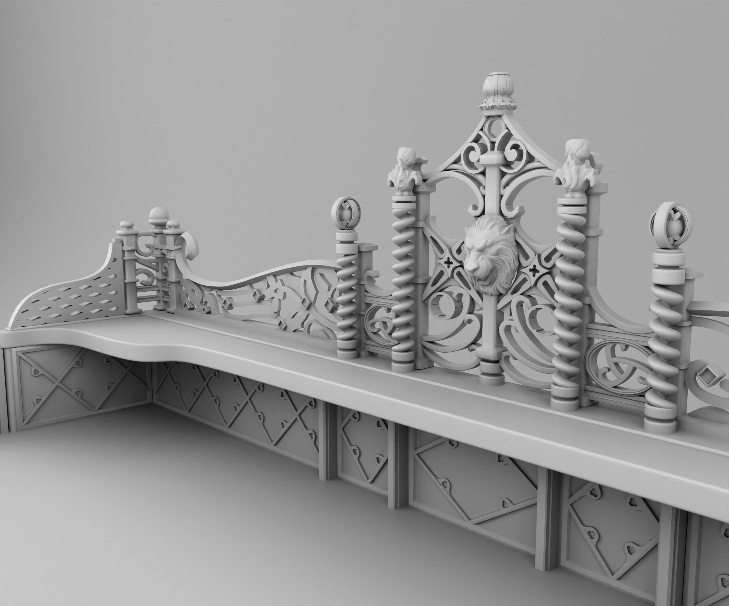 Carved medieval chest 3D print model_1