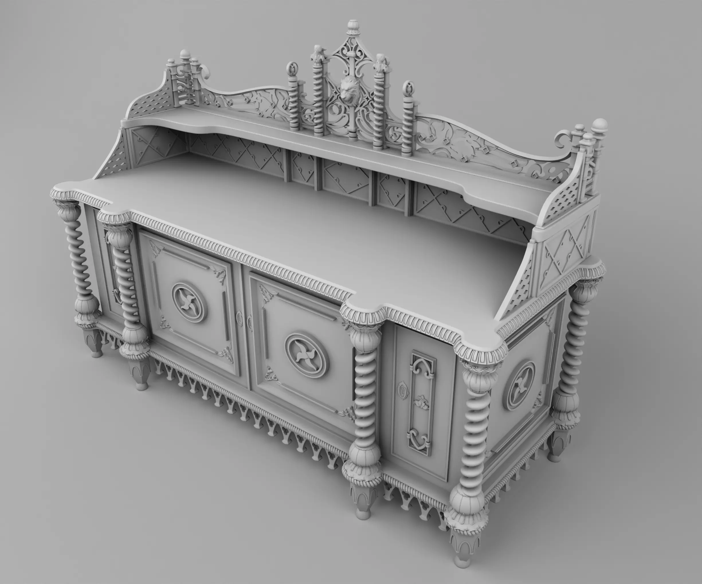 Carved medieval chest 3D print model_0