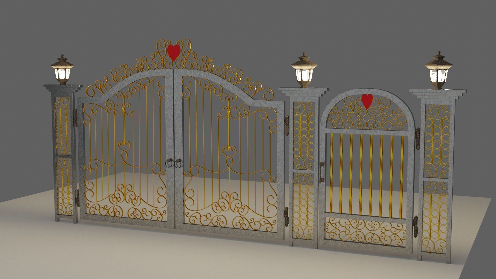 Gate Blender FBX Obj 3D model_7