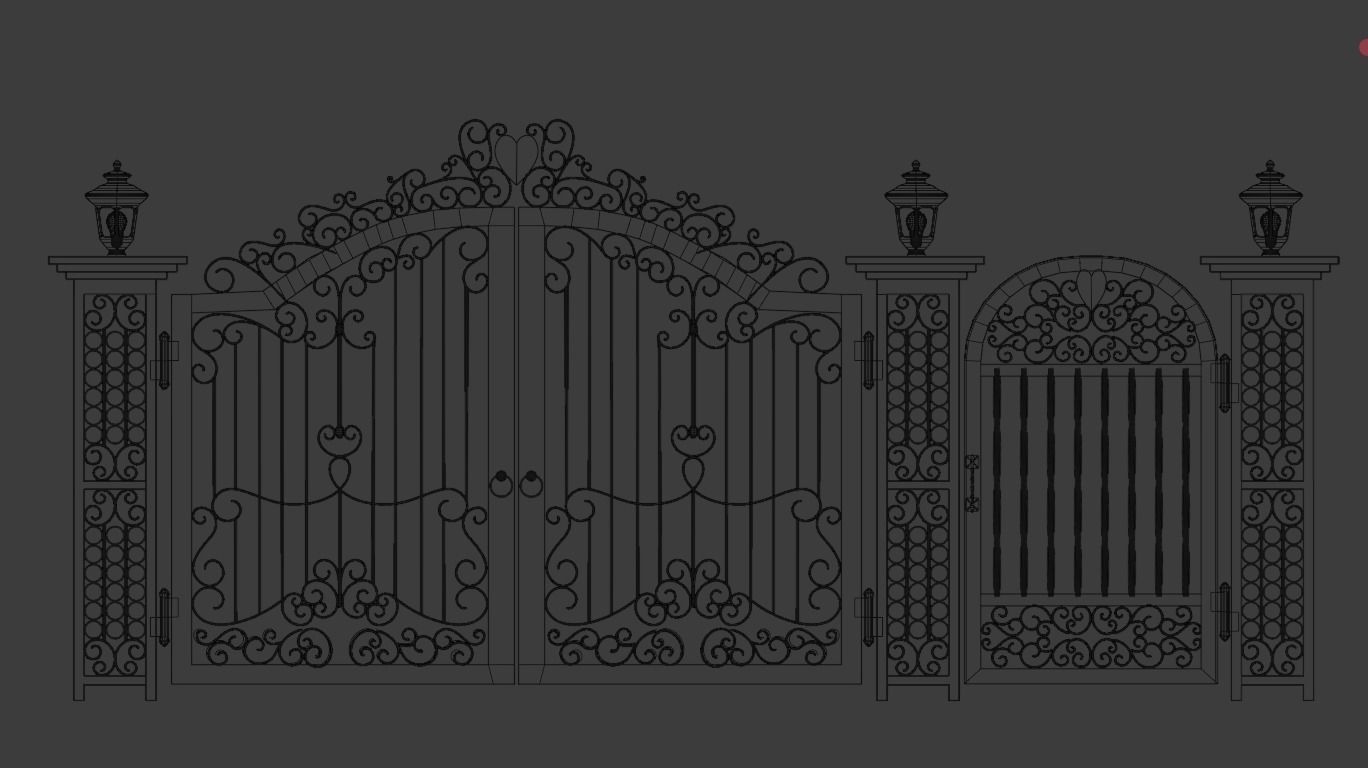Gate Blender FBX Obj 3D model_2