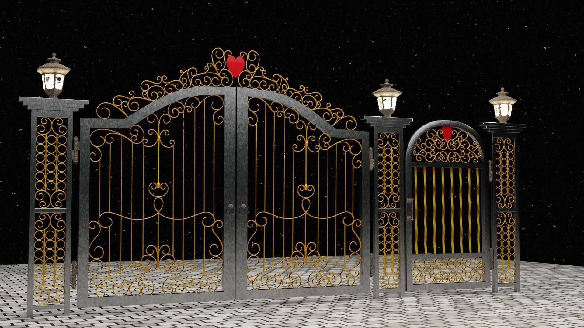 Gate Blender FBX Obj 3D model_5