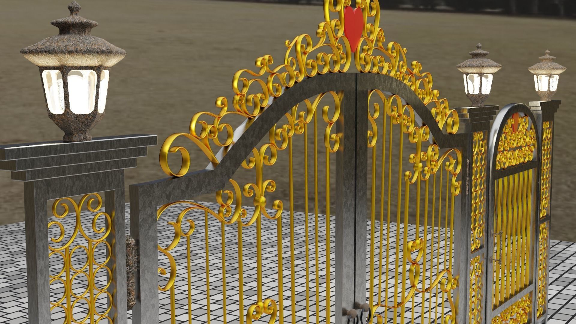 Gate Blender FBX Obj 3D model_12