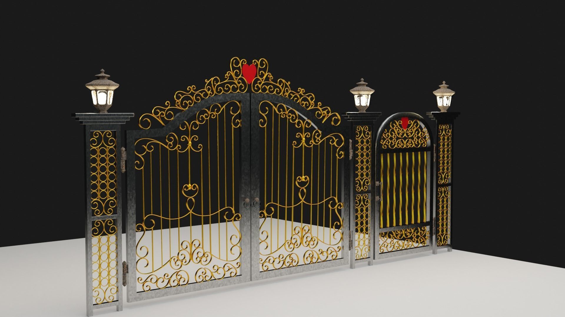 Gate Blender FBX Obj 3D model_10