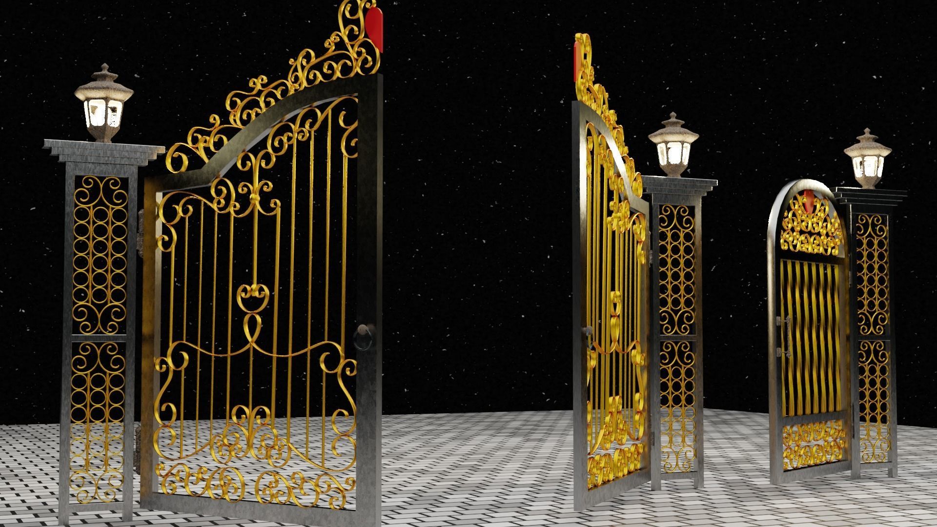 Gate Blender FBX Obj 3D model_6