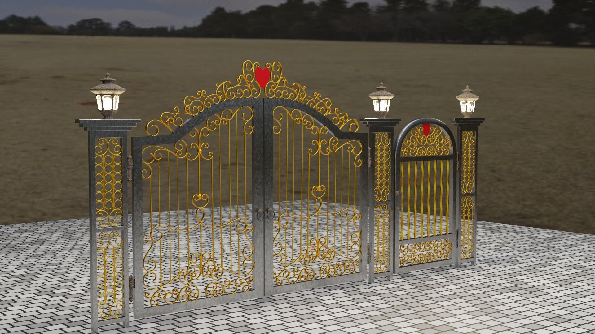 Gate Blender FBX Obj 3D model_11