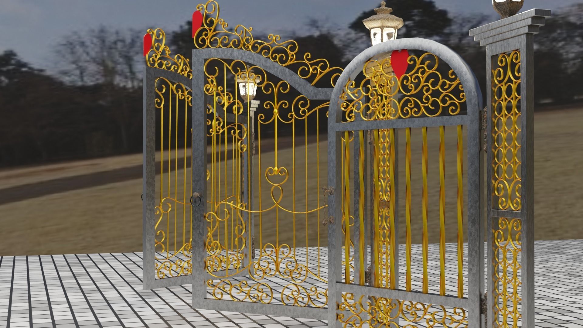 Gate Blender FBX Obj 3D model_13