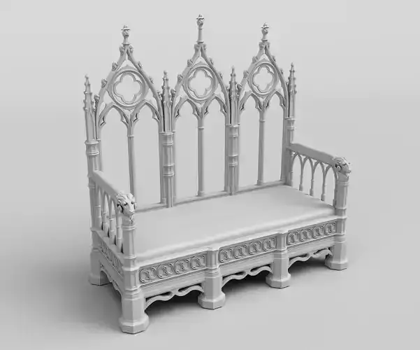Carved medieval bench 3D print model