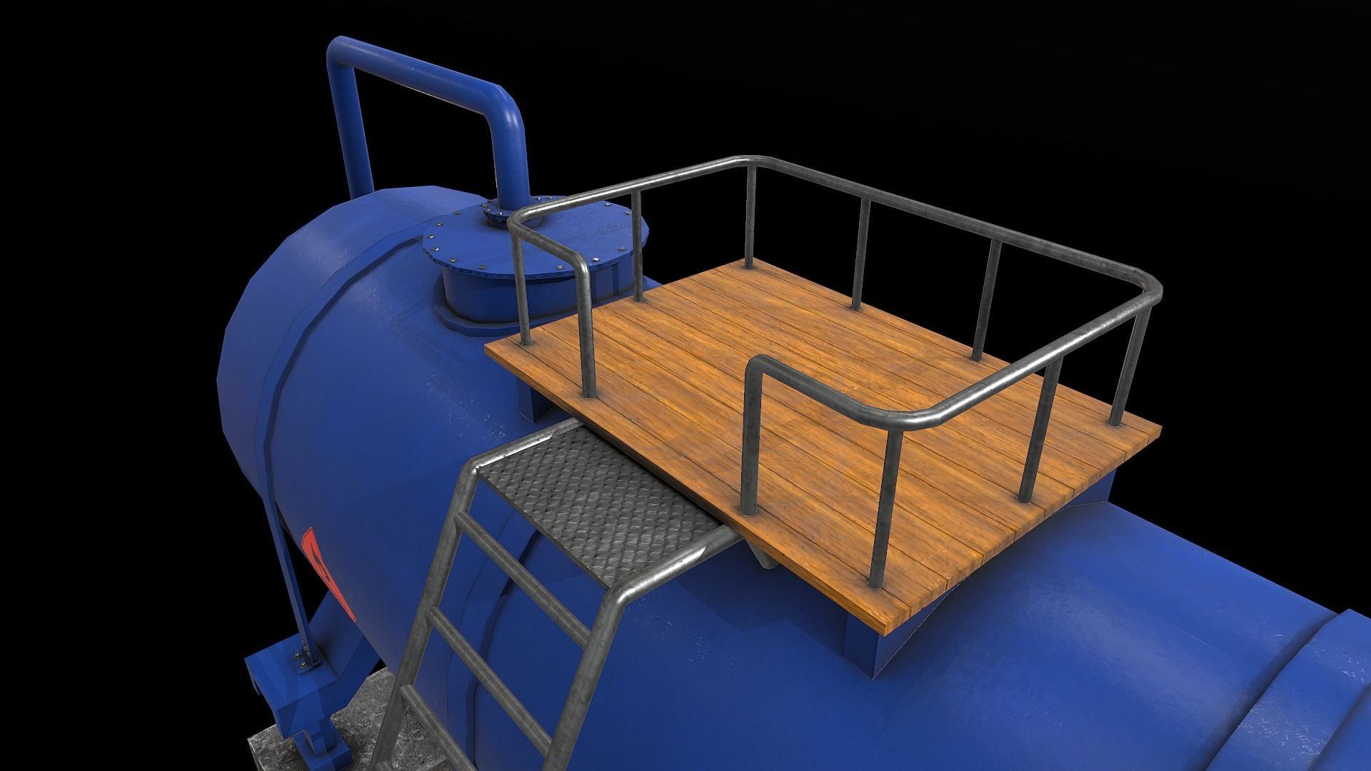 Industrial Tank Low-poly 3D model_3
