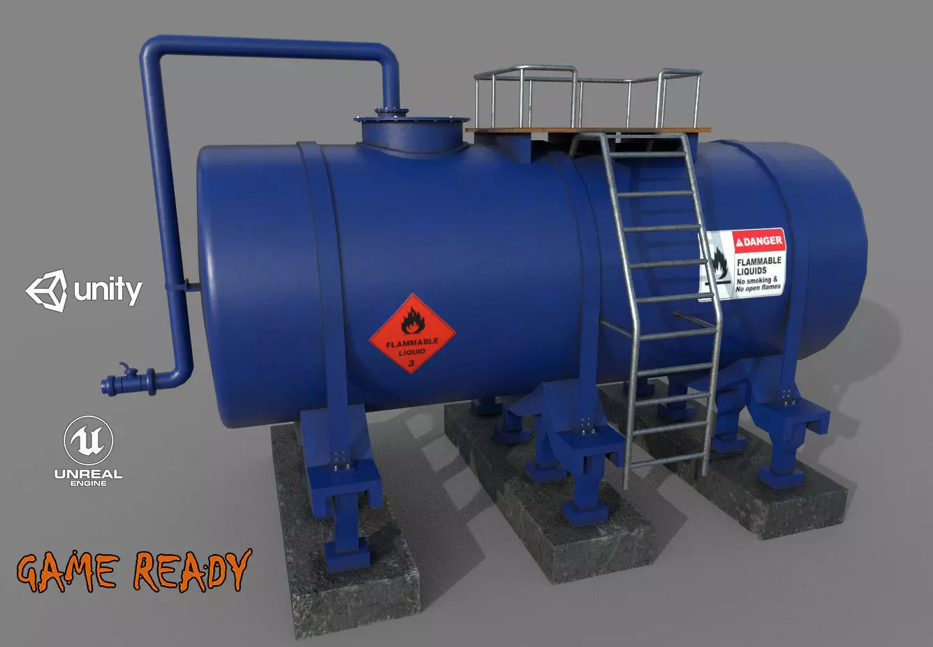 Industrial Tank Low-poly 3D model_0