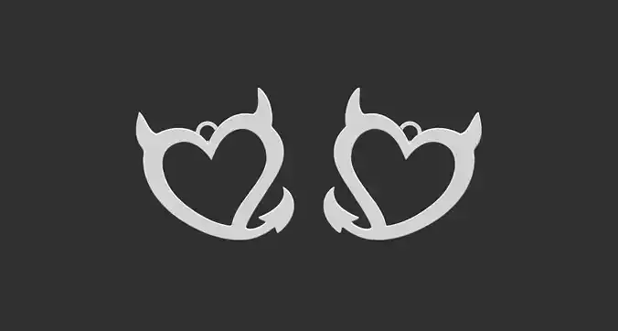 hollowen heart earrings 3d printable model