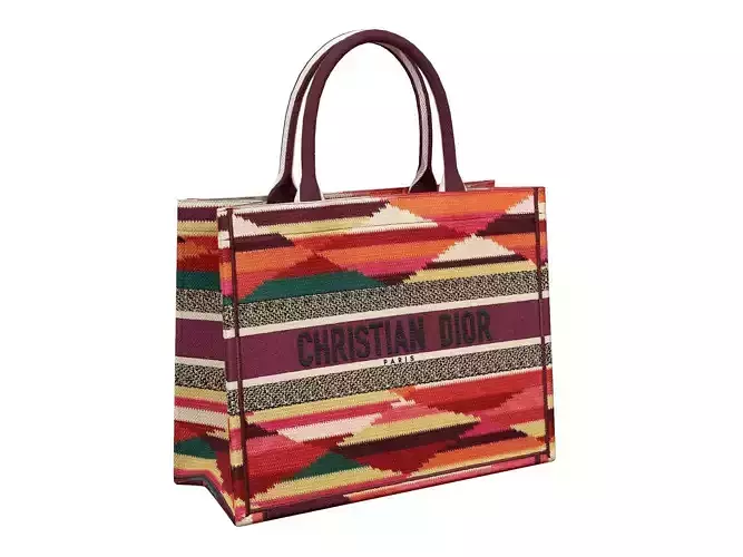 Dior Bag Small Book Tote Multicolor Patchwork Embroidery Low-poly 3D model