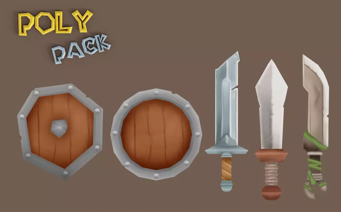 LowPoly RPG Weapons Pack Low-poly 3D model_0