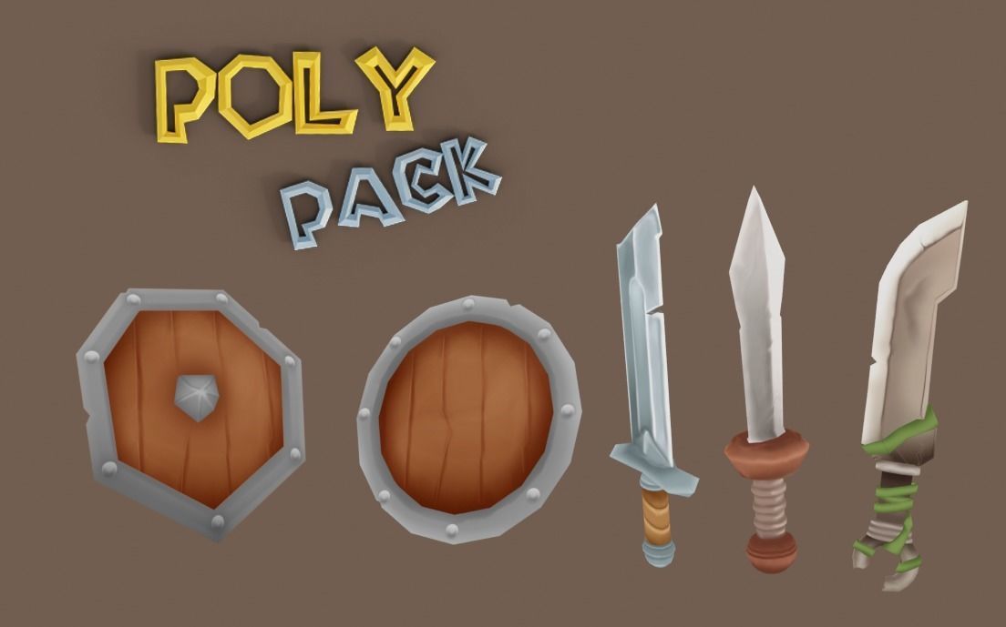 LowPoly RPG Weapons Pack Low-poly 3D model_1