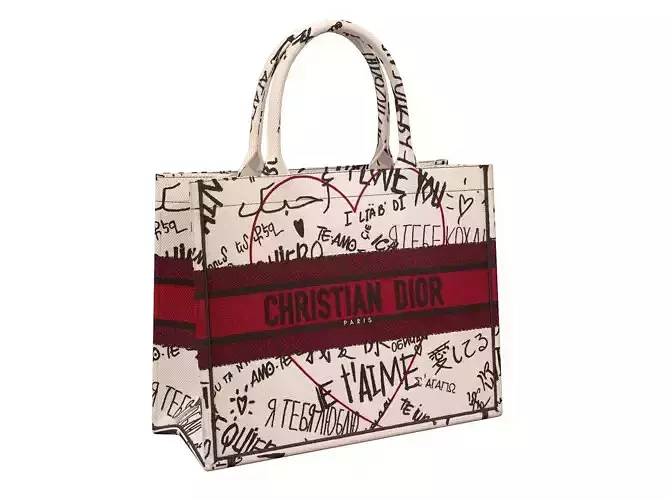 Dior Bag Small Book Tote Multicolor Dioramour Graffiti Low-poly 3D model
