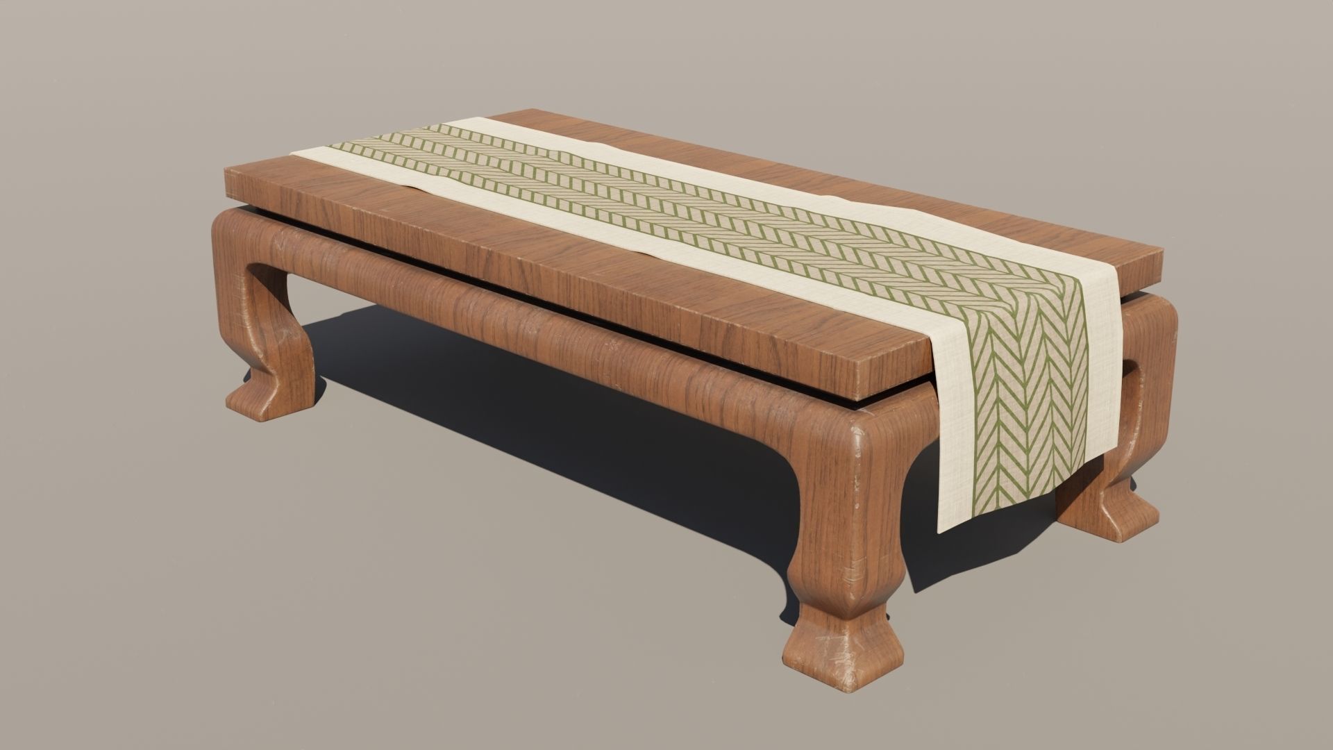 Japanese Table 5 - Tablecloth Low-poly 3D model_1